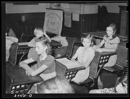 Children in rural school. San Augustine County, Texas. Girl in center has hookworm