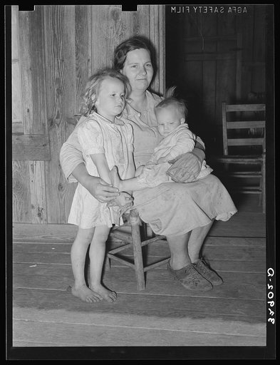 Farm mother with her two children. San Augustine County, Texas. This entire family has hookworm