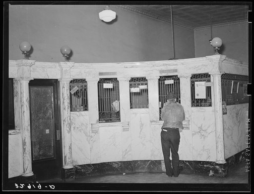 Scene in bank. San Augustine, Texas