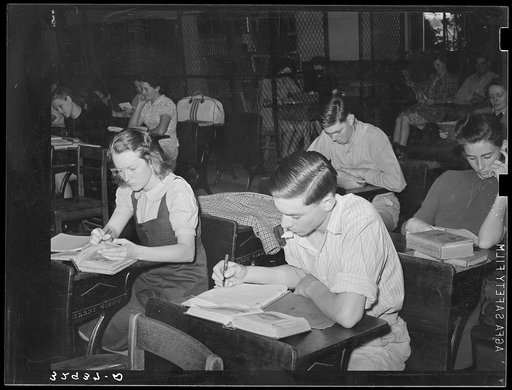 Study class in library. High school, San Augustine, Texas