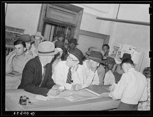 Scene in county agent's office, waiting for checks. San Augustine, Texas