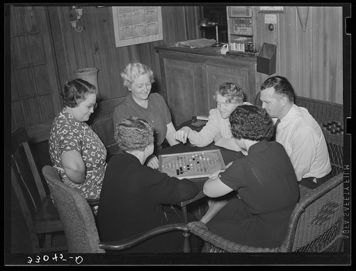 Game of Chinese checkers being played in hotel lobby. San Augustine, Texas