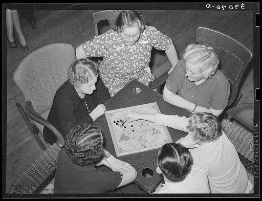 Game of Chinese checkers being played in hotel lobby. San Augustine, Texas