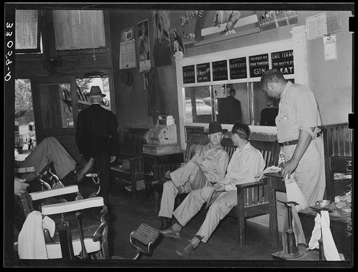 Scene in barber shop. San Augustine, Texas