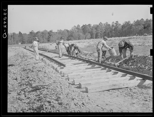 Laying track at Southern Paper mill. Lufkin, Texas
