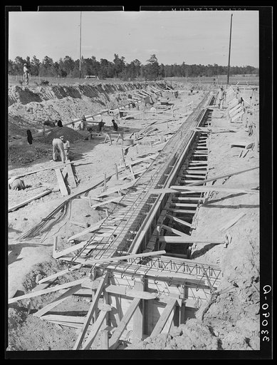 Construction of foundation for paper mill. Lufkin, Texas