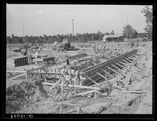 Construction of foundation for paper mill. Lufkin, Texas