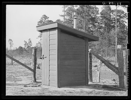 Privy on farmstead of FSA (Farm Security Administration) client. Sabine Farms, Marshall, Texas
