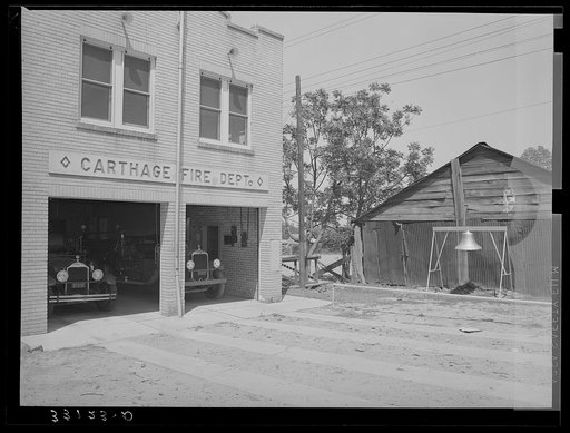 Fire station with old bell. Carthage, Texas