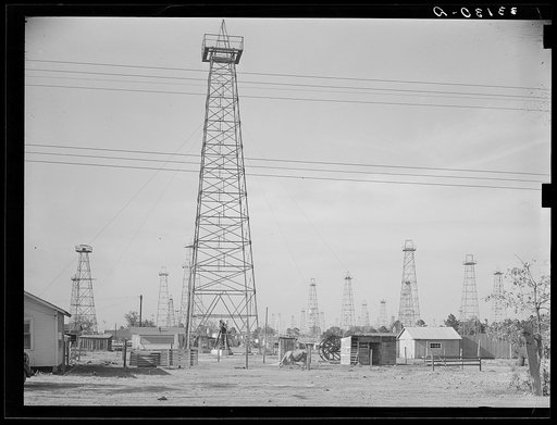 Untitled photo, possibly related to: Forest of oil derricks. Kigore, Texas