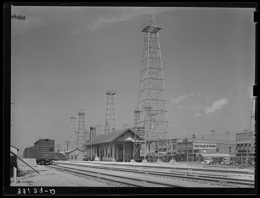 Railroad station and business section of Kilgore, Texas