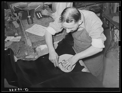 Untitled photo, possibly related to: Channeling soles of boots. Boot shop, Alpine, Texas
