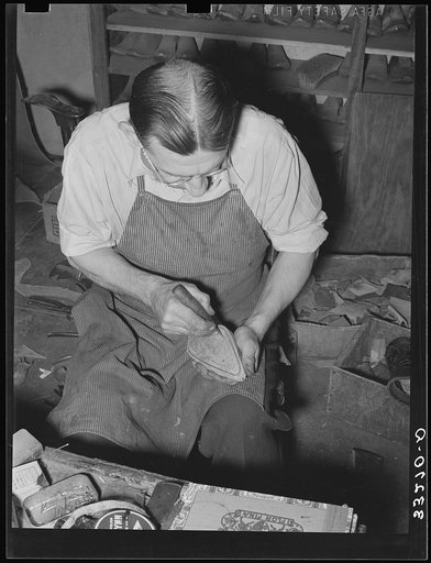 Channeling soles of boots. Boot shop, Alpine, Texas