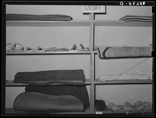 Curry combs and curry brushes and horse blankets, ranch supply store. Alpine, Texas