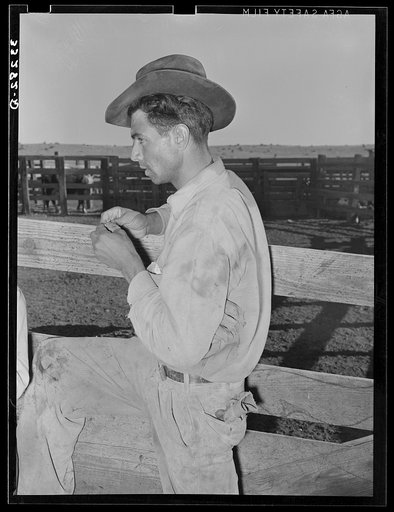 Mexican cowboy. Cattle ranch near Marfa, Texas