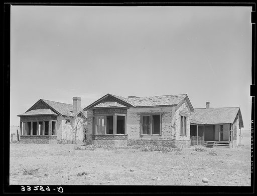 Old ranch house of "Walking X" Ranch near Marfa, Texas. This house was built about 1870 and was a stagecoach stop