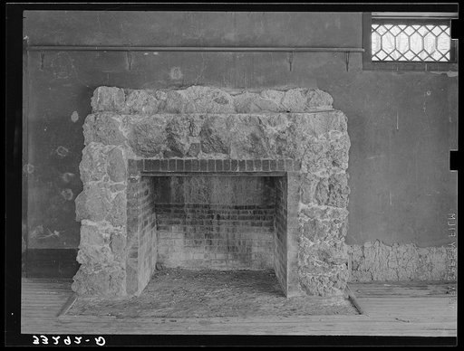Fireplace in old ranch house near Marfa, Texas