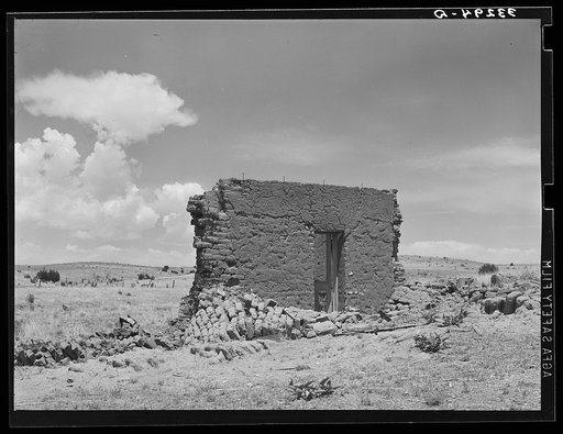 Remains of old bunkhouse of "Walking X" Ranch near Marfa, Texas