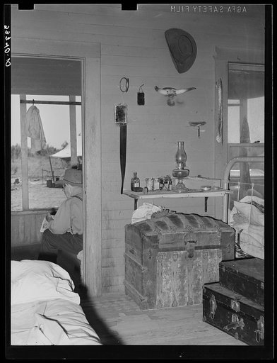 Interior of bunkhouse on ranch near Spur, Texas