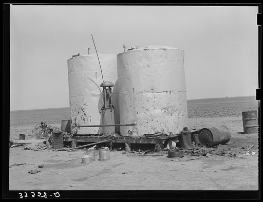 Gasoline storage tanks on 4900 acre farm near Ralls, Texas