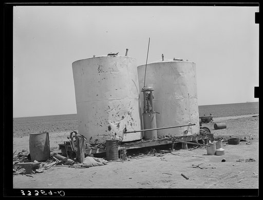 Untitled photo, possibly related to: Gasoline storage tanks on 4900 acre farm near Ralls, Texas