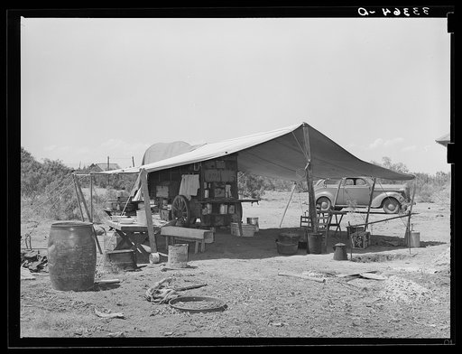 Chuck wagon and tarpaulin. Ranch near Spur, Texas