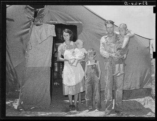 Day laborer and his family who live in the Arkansas River bottoms near Webbers Falls, Oklahoma. This entire family was taking anti-rabic serum after drinking milk from a cow which had rabies. There were no public funds for this treatment and a local man was financing it