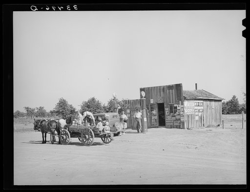 Scene at crossroads grocery store. McIntosh County, Oklahoma