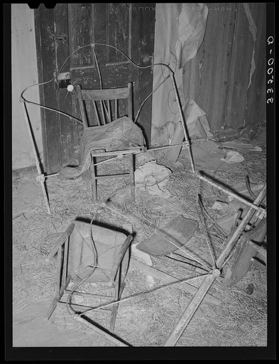 Untitled photo, possibly related to: Interior of abandoned farmhouse in McIntosh County, Oklahoma