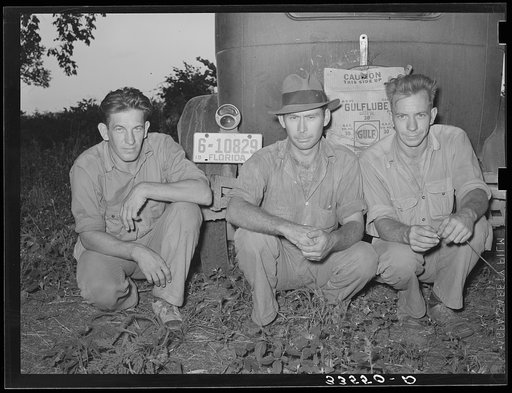 Migrants from Florida, who are working in the truck fields of Wagner County, Oklahoma