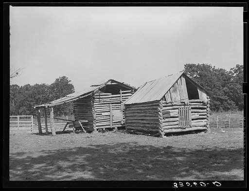 Barns of white tenant farmer. McIntosh County, Oklahoma