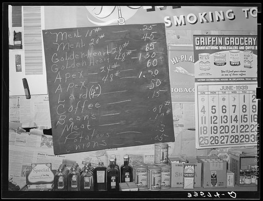 Price list of staples eaten by farmers in Wagoner County, Oklahoma