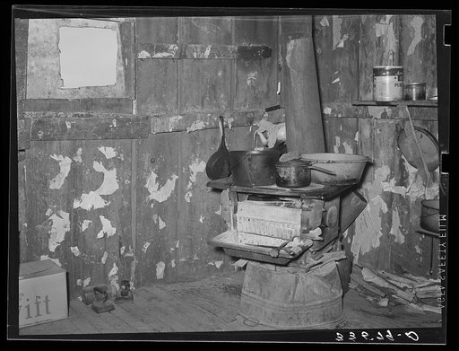 Kitchen in home of Negro agricultural day laborer living in Wagoner County, Oklahoma