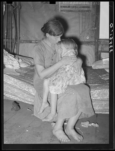 Untitled photo possibly related to: Group of agricultural day laborers and their children near Tullahassee, Oklahoma. Wagoner County