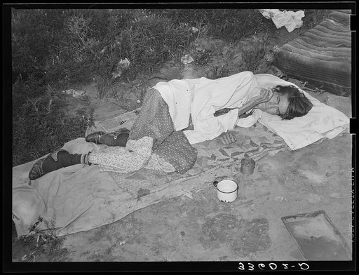 Tubercular wife of agricultural day laborer living on Poteau Creek near Spiro, Oklahoma. Sequoyah County