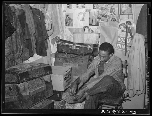 Crowded conditions in home of small farm owner in Arkansas River bottoms. Near Vian, Oklahoma