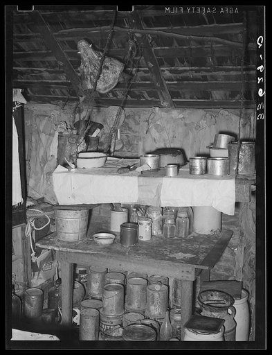 Scene in kitchen of home of Negro farm owner in Arkansas River bottoms. Near Vian, Oklahoma