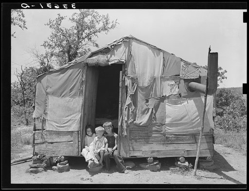 Home of agricultural day laborer. Mother works in fields. Father has deserted the family. Near Vian, Oklahoma