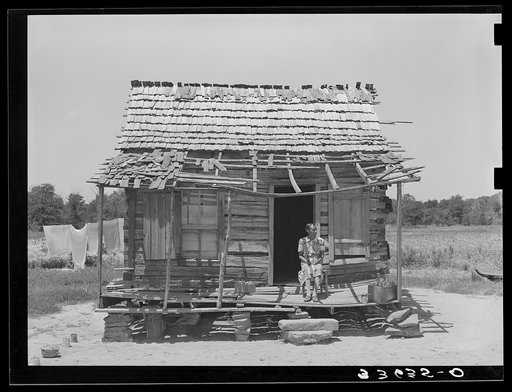 Home of Negro agricultural day laborers in Arkansas River bottoms. Near Vian, Oklahoma, Sequoyah County
