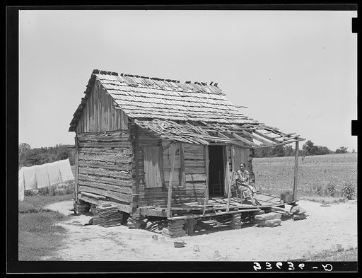 Home of Negro agricultural day laborers in Arkansas River bottoms. Near Vian, Oklahoma, Sequoyah County