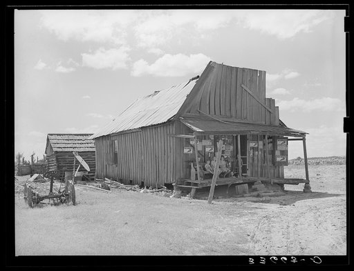 Old grocery store serving an agricultural community in the Arkansas River bottoms near Vian, Oklahoma
