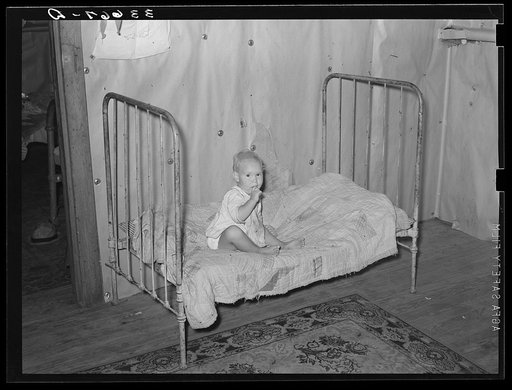 Untitled photo, possibly related to: Child of tenant farmer. Arkansas River bottoms near Vian, Oklahoma