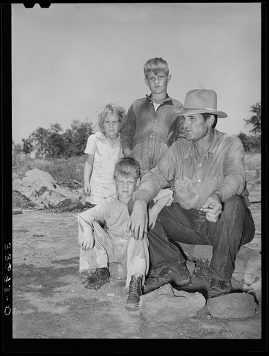 Untitled photo, possibly related to: Father and his children living near Sallisaw, Oklahoma