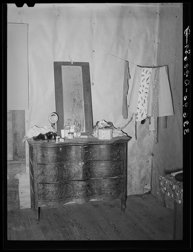 Bureau in corner of bedroom of tenant farmer's home near Sallisaw, Oklahoma
