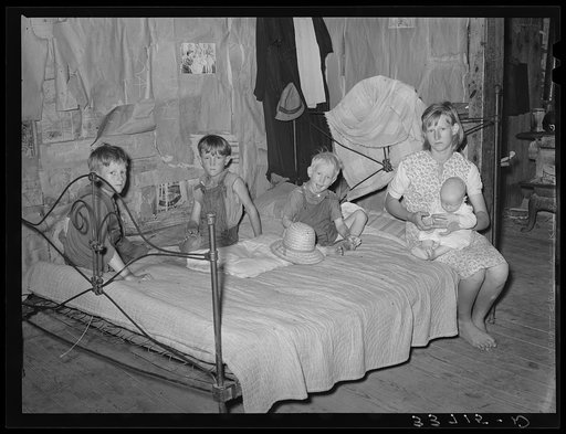 Untitled photo, possibly related to: Children of agricultural day laborer living north of Sallisaw, Oklahoma. Sequoyah County