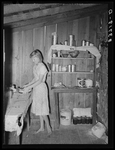 Untitled photo, possibly related to: Kitchen of agricultural day laborer north of Sallisaw, Oklahoma. Sequoyah County