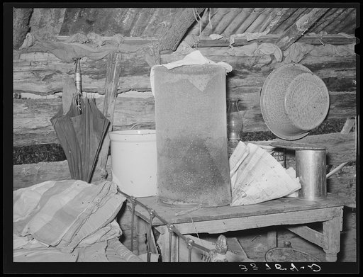 Flytrap and household belongings of Indian agricultural worker. McIntosh County, Oklahoma