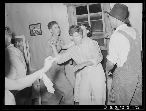 Detail of square dance in hills near McAlester, Oklahoma. Pittsburg County. Sharecropper's home