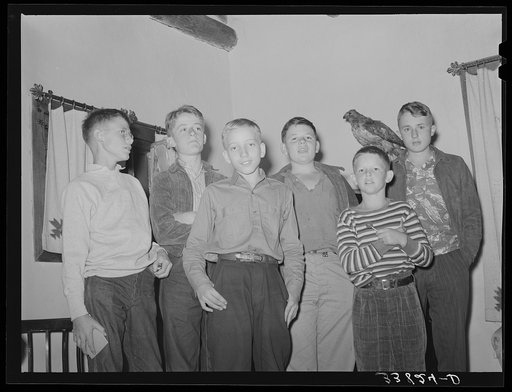 Boys of summer camp at El Porvenir, New Mexico, singing