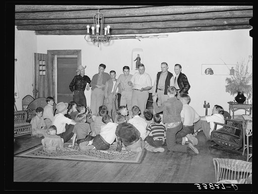 Boys of summer camp with members of the faculty. El Porvenir, New Mexico